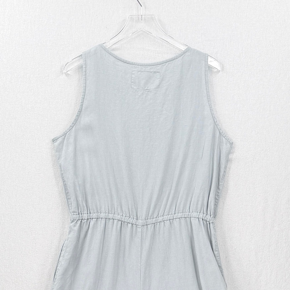 not PERFECT LINEN Palma Jumpsuit Women XL Blue Button Front Sleeveless Wide Leg - Picture 9 of 14